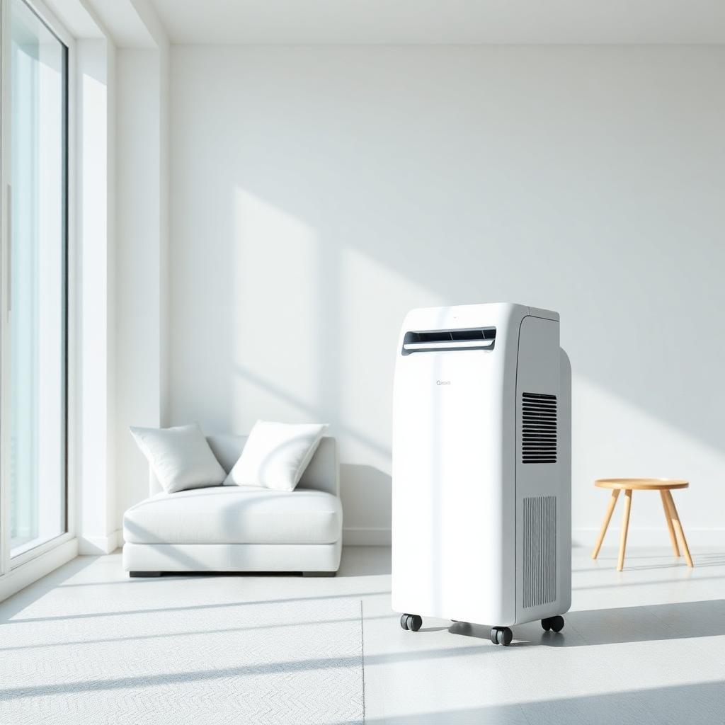 MeacoCool Portable AC in a bright living room